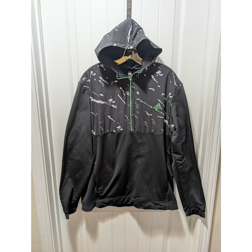 ADIDAS GOLF HOODIE SWEATER MEN XL BLACK WHITE CAMO GREEN POLY PERFORMANCE JACKET
